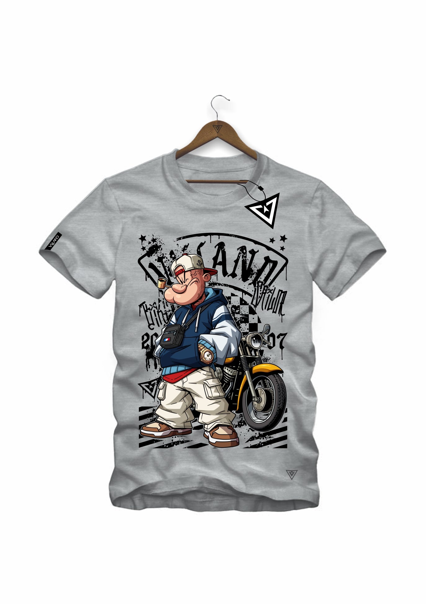 Camiseta The Veteran 2 Villand streetwear preto modelo vestindo
